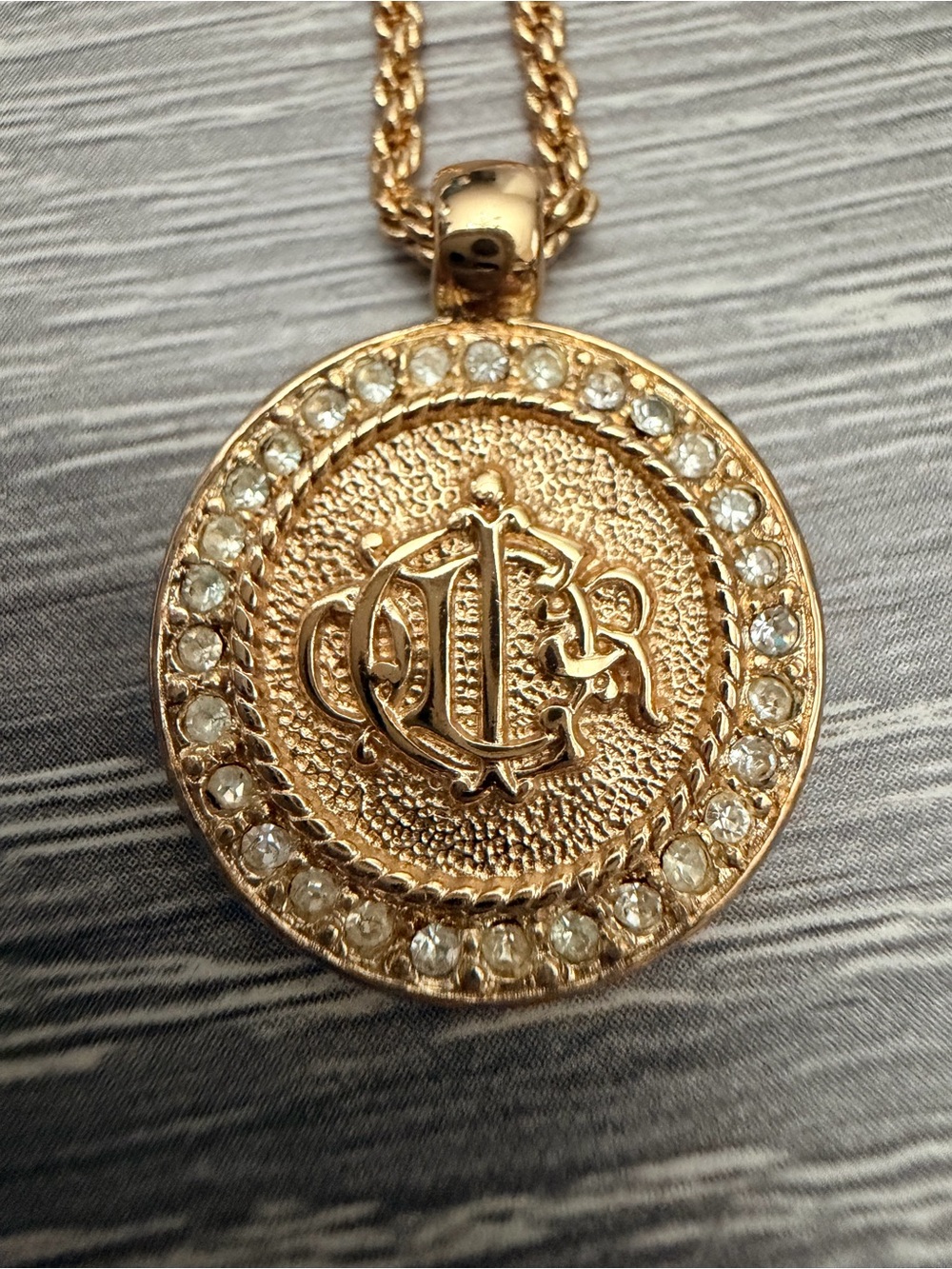 J136 Dior CZ Coin Necklace